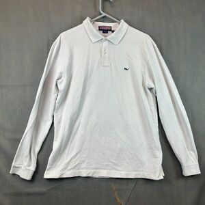 Vineyard Vines Polo Shirt Mens Medium White Pima Cotton Long Sleeve
